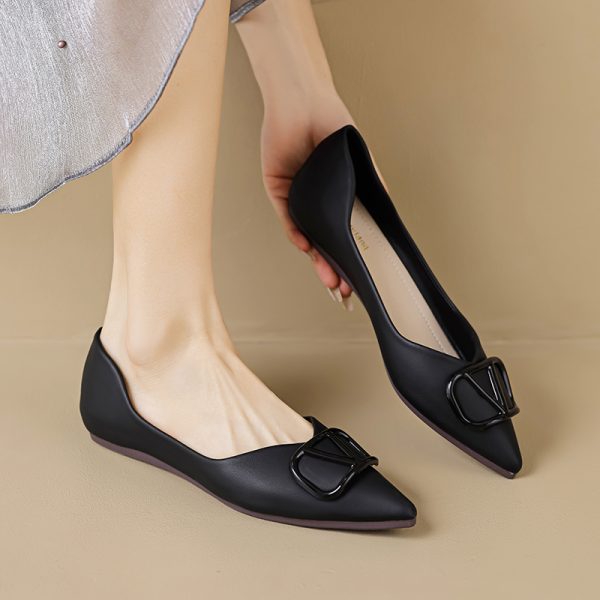 Daily ladies casual shoes minimalism shallow mouth fashion shoes pointy toe single shoes