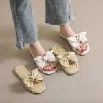 Bowknot breathable ladies shoes gentlewoman soft sole single shoes cute flat shoes ladies