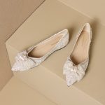 Bowknot sweet ladies shoes pearl decoration slip on single shoes rhinestone flat shoes ladies