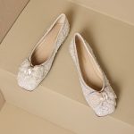 Bowknot sweet ladies shoes pearl decoration slip on single shoes rhinestone flat shoes ladies